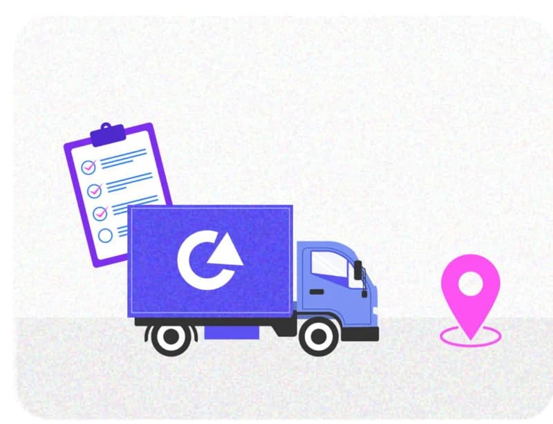Illustration of a delivery truck with a requirements checklist